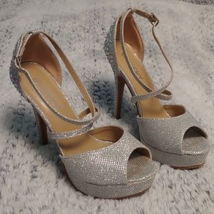 Silver Glitter Heels